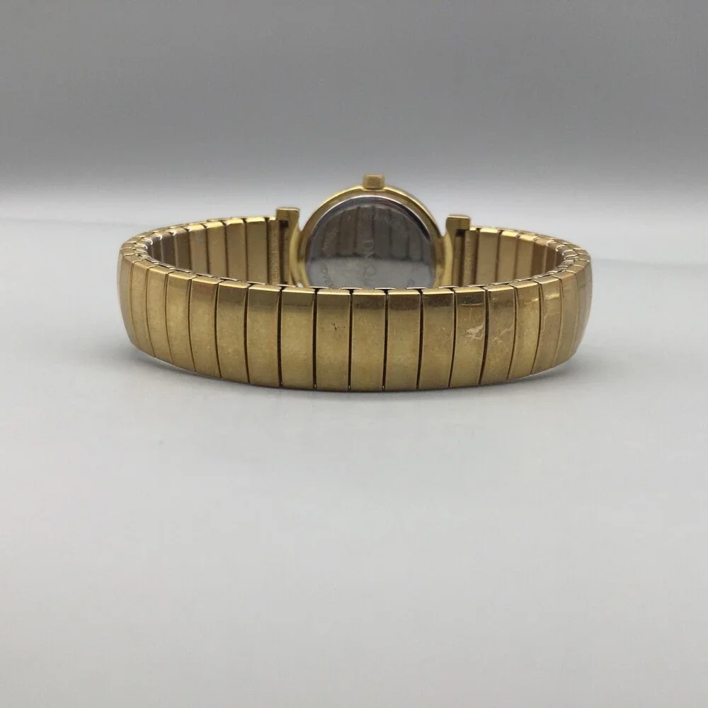 DMQ Womens Watch 24mm MOP Dial Gold Tone Crystals Stretch Band New Battery